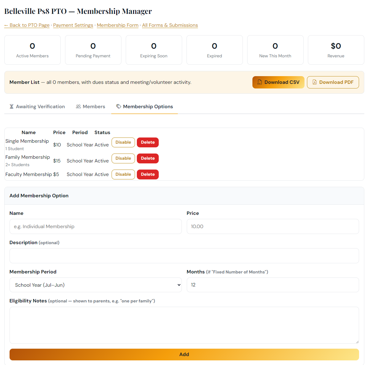 Membership, Payments & Donations — Zero Commission